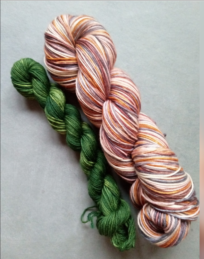A few of my favourite things handdyed yarn. Self striping Sockset.  image 0