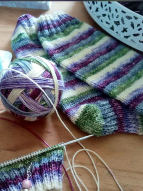 Twisted Gooseberry Self striping hand dyed yarn Sock Set.   image 0