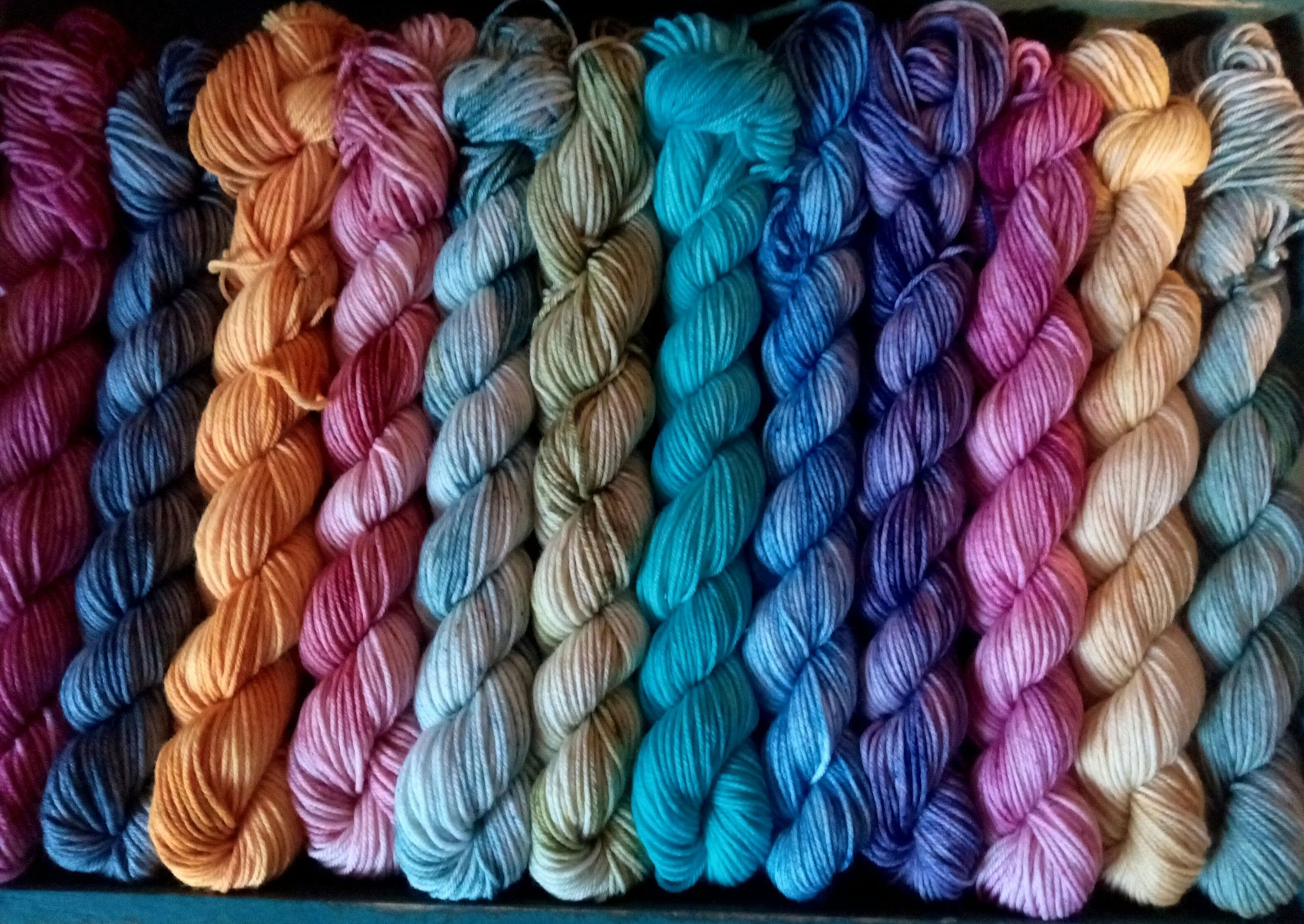 Cosmic Rainbow mini Skein bundle. Handdyed mini skeins of yarn.  image 1