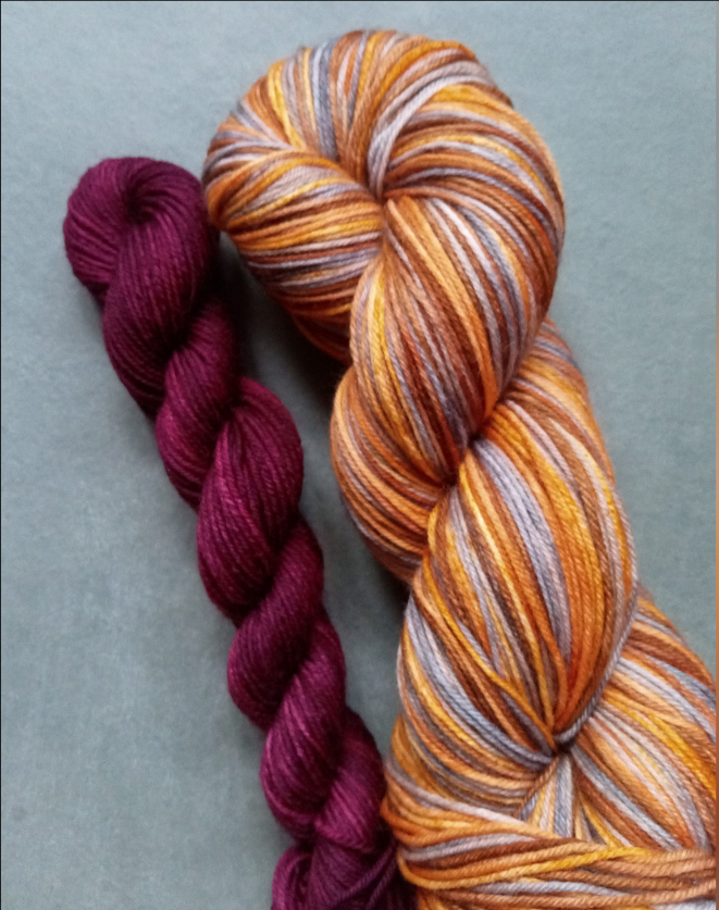 Crisp Autumn Morning handdyed yarn. Self striping Sockset.  image 0