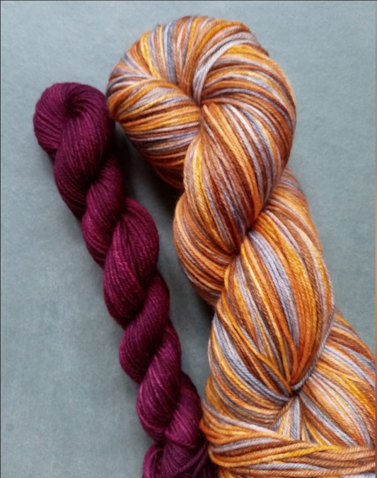 Crisp Autumn Morning handdyed yarn. Self striping Sockset.  image 0