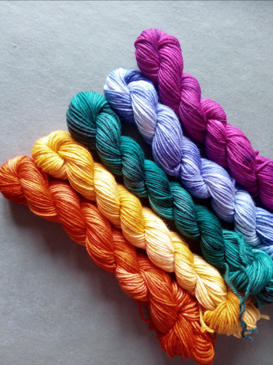 Jewel Tones handdyed mini skeins of yarn.  image 0