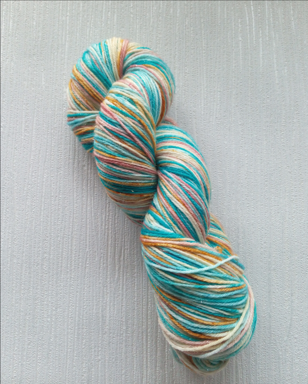 Beach life handdyed yarn. Self striping Sockset.  image 0