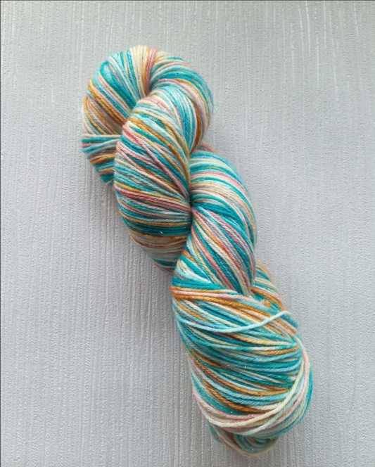 Beach life handdyed yarn. Self striping Sockset.  image 0