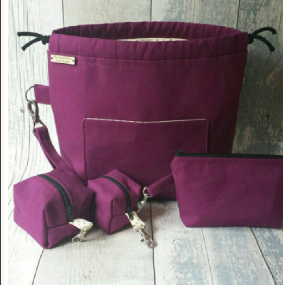 Medium custom canvas knitting bag