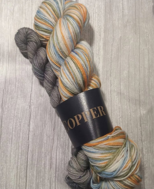 Dyed to order ~ The Snowman ~ Self striping Sockset.