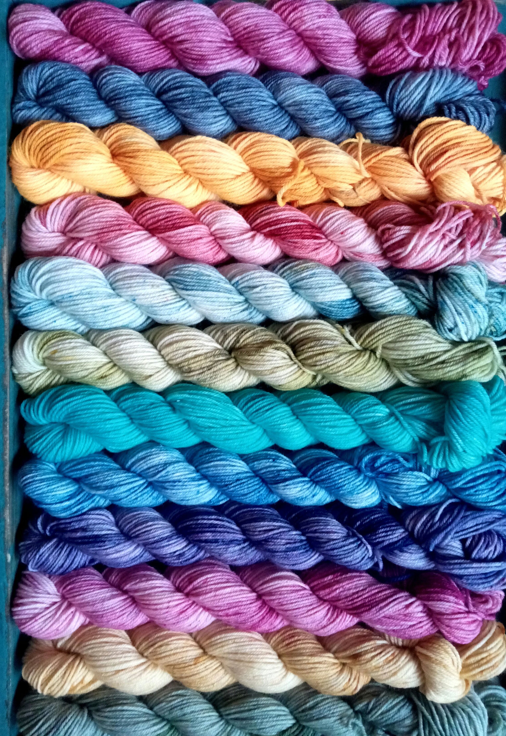 Cosmic Rainbow mini Skein bundle. Handdyed mini skeins of yarn.  image 0