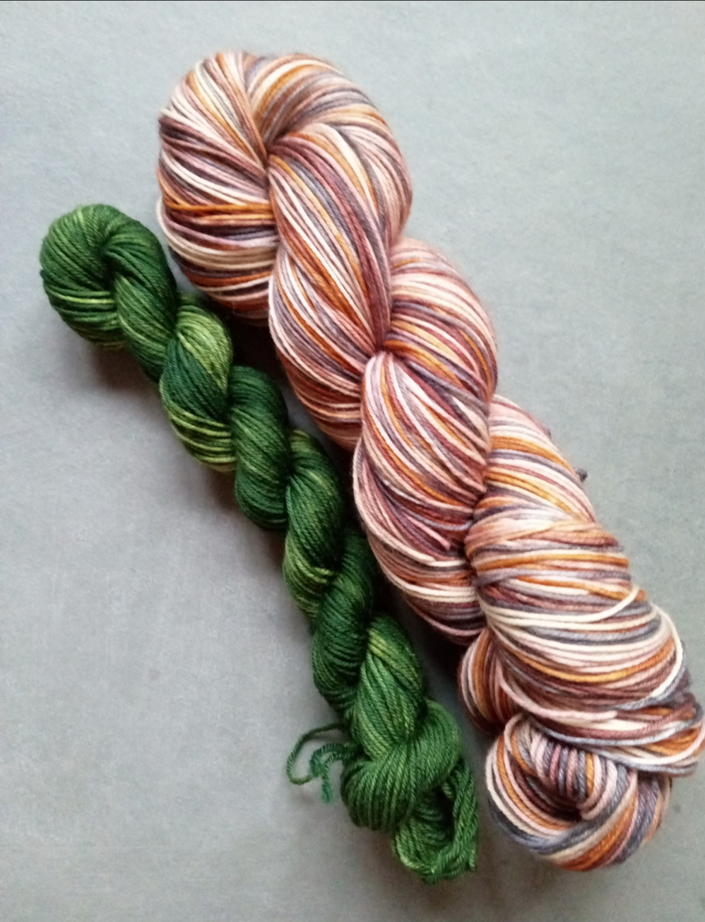 A few of my favourite things handdyed yarn. Self striping Sockset.  image 1