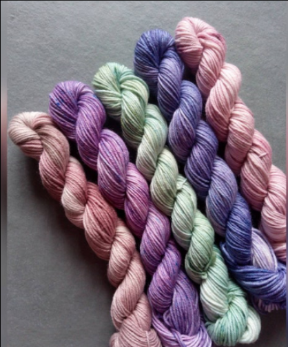 Tea Garden handdyed mini skeins of yarn.  image 0