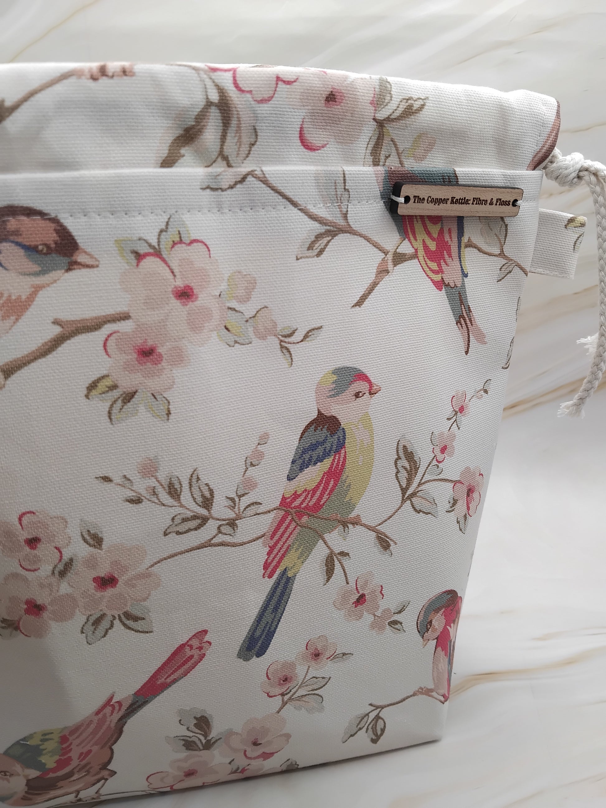 Vintage birds ~ Cath Kidson ~ Drawstring ~ Knitting and crochet project bag  image 0