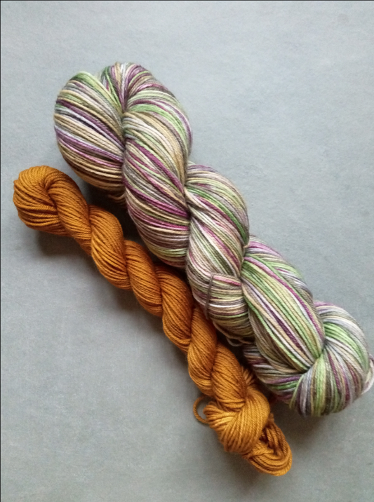 Mooreland handdyed yarn. Self striping Sockset.  image 0
