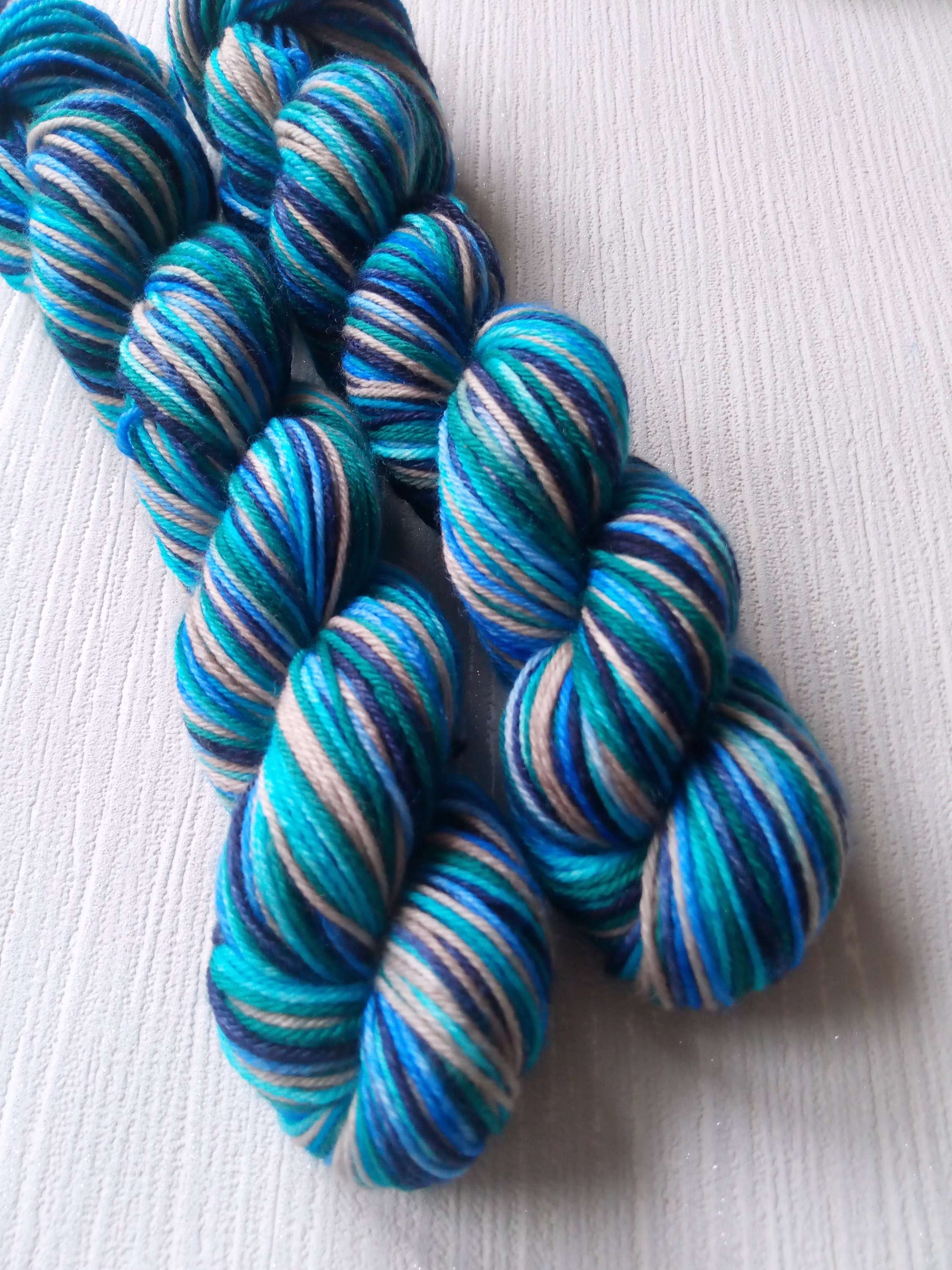 Handdyed to order: Ocean view striping handdyed yarn Sockset.   image 0