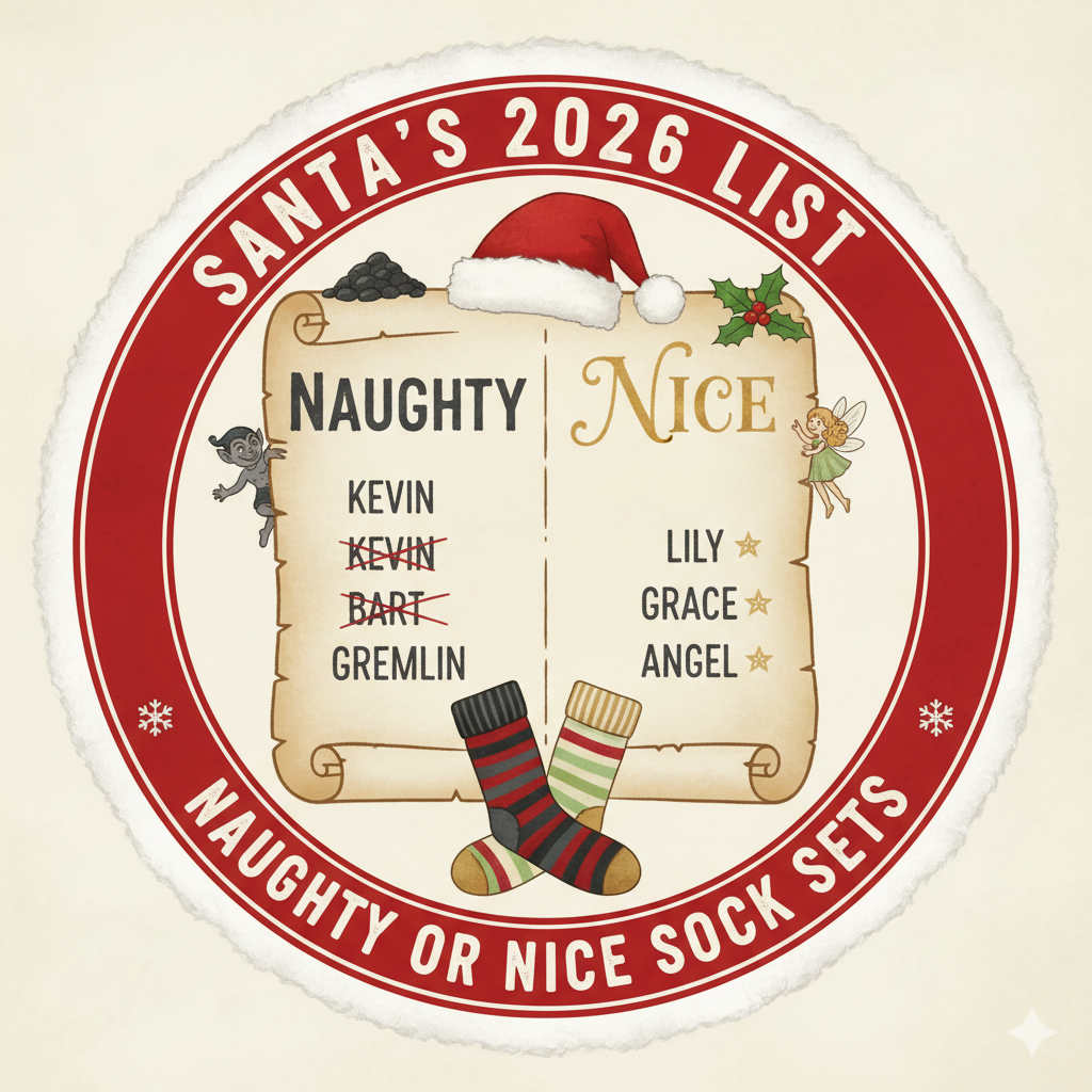 2026 ~ Naughty or Nice ~  Self striping yarn ~ Christmas eve yarn box.
