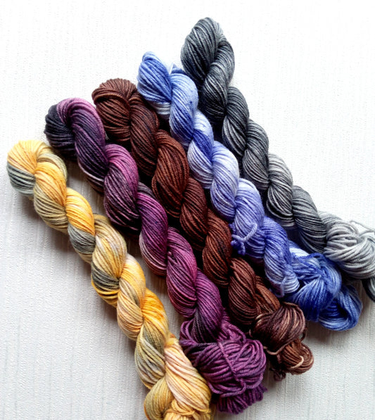 Room on the Broom handdyed mini skeins of yarn.  image 0