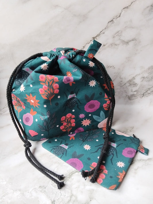 Ready to ship ~ Drawstring ~ Knitting and crochet project bag