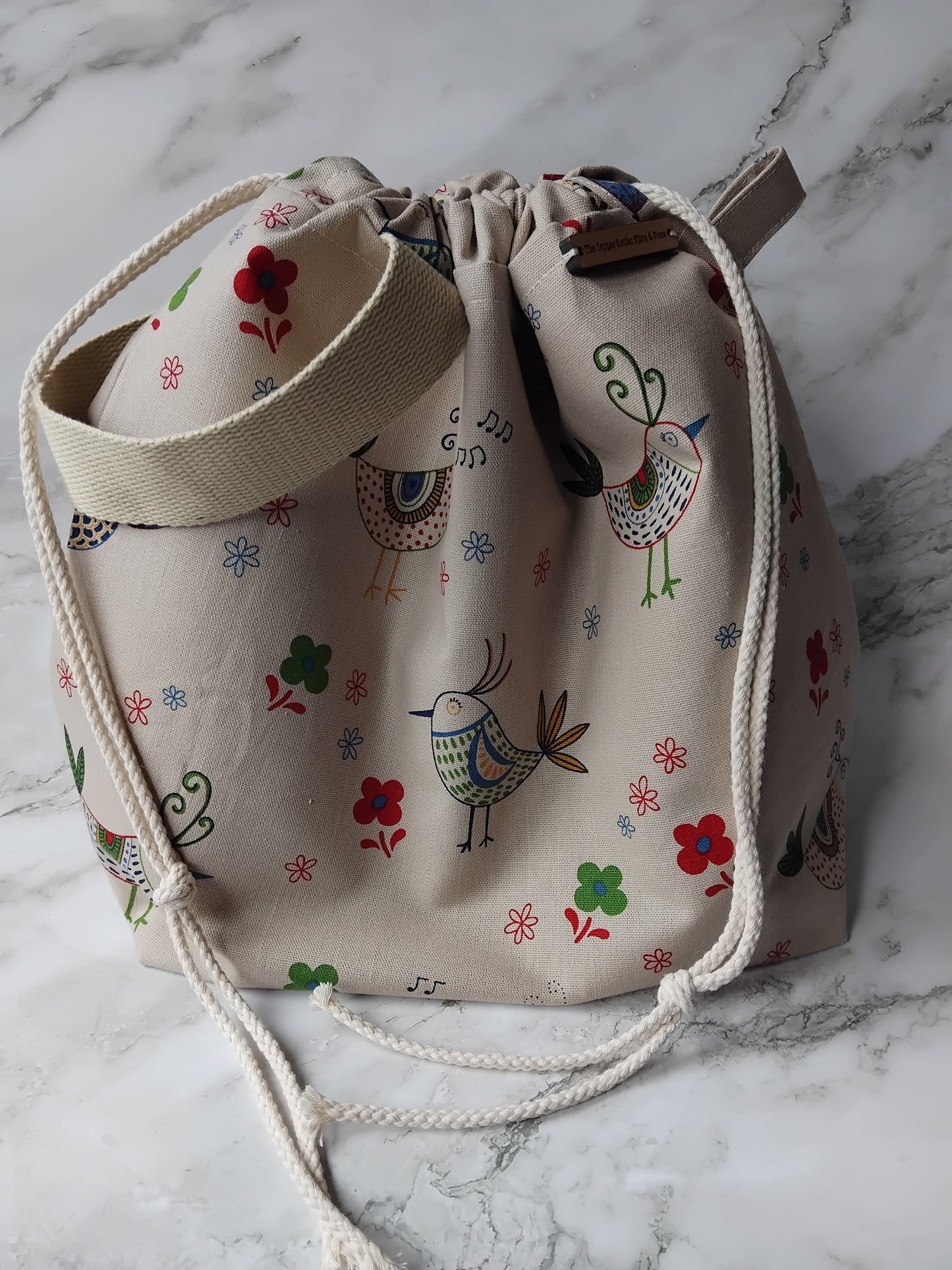 Ready to ship ~ Drawstring ~ Knitting and crochet project bag