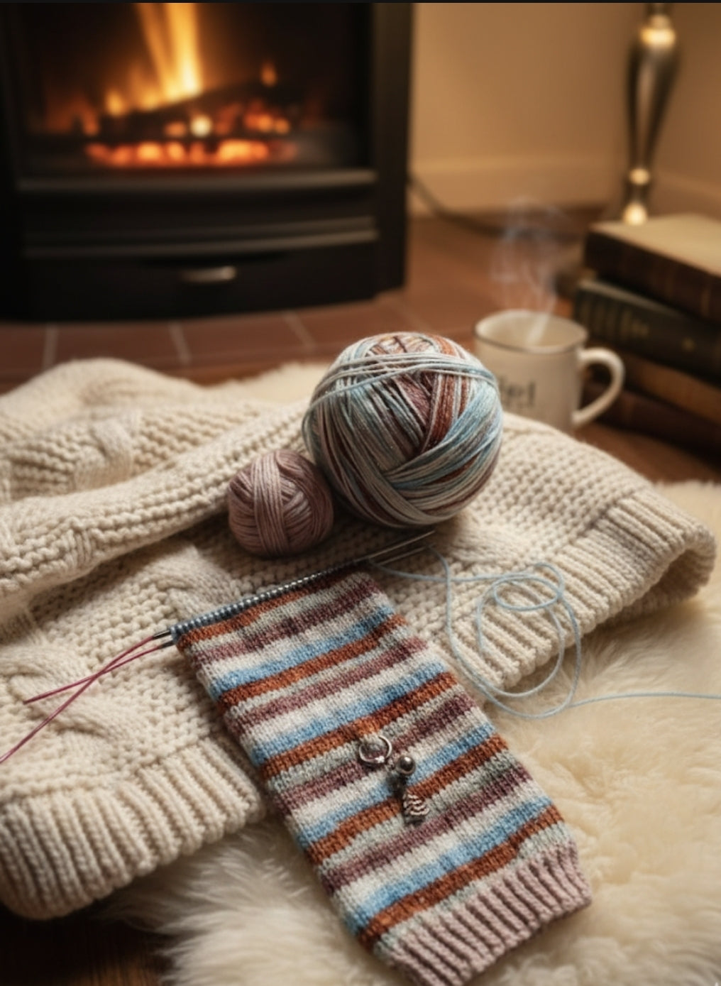 Cosy home Collection ~ Cosy Toes ~ Self striping Sockset.