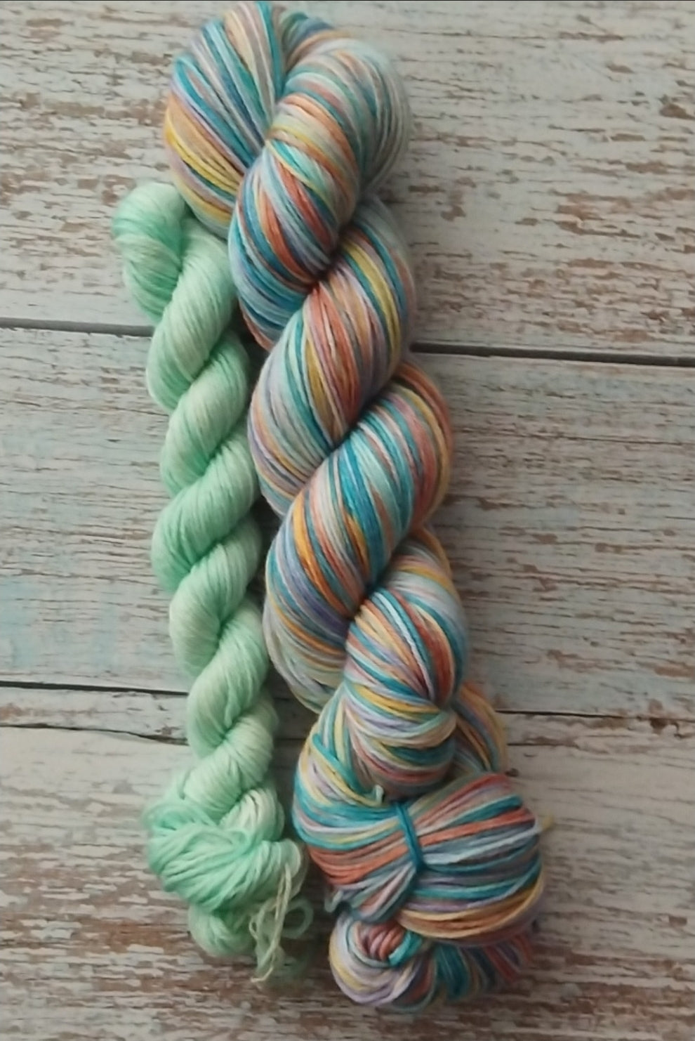 Coral reef oasis ~ Self striping ~ Yarn ~ Sock set