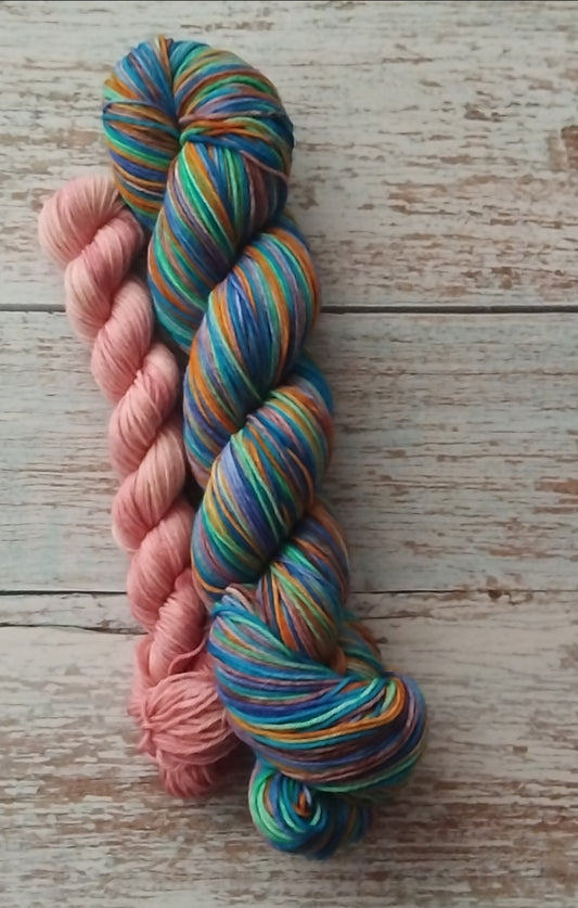 Jewelled mosaic ~ Self striping ~ Yarn ~ Sock set