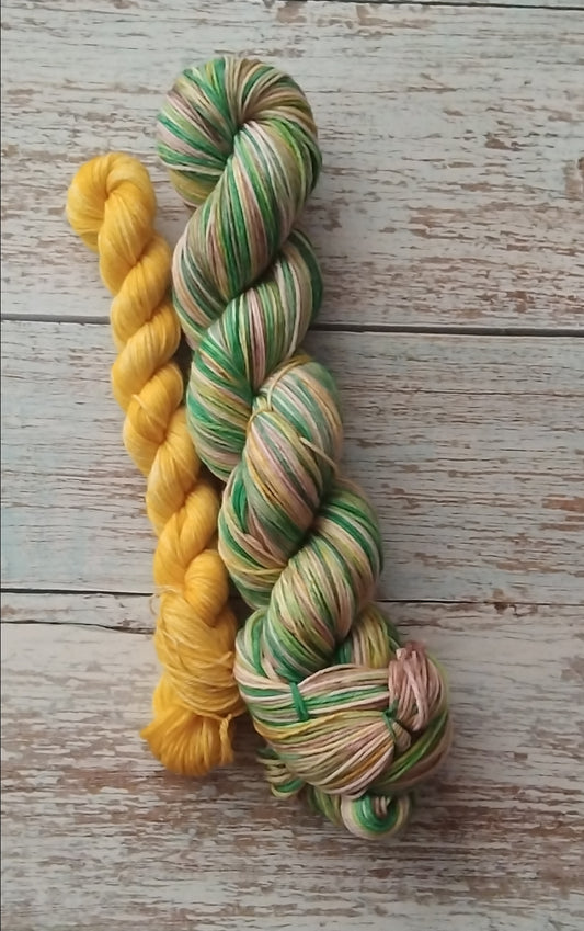 Woodland buttercup ~ Self striping ~ Yarn ~ Sock set
