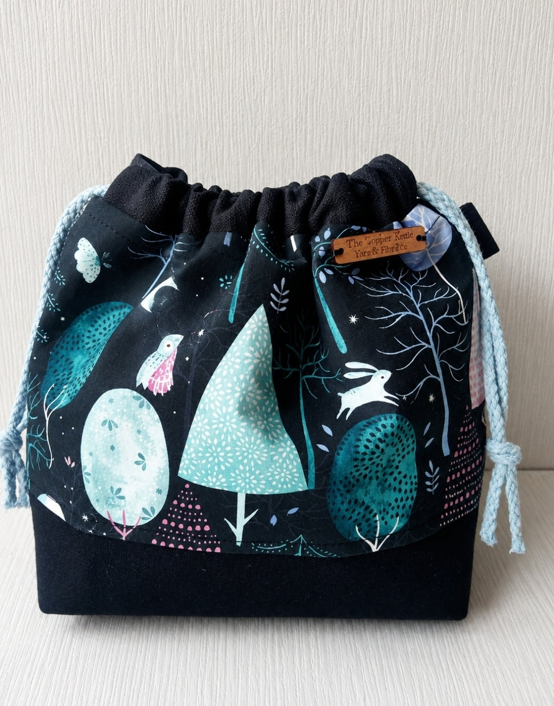 Woodland Trees ~ Drawstring Knitting bag.