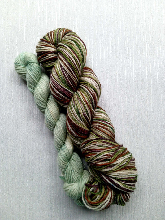 Into the Woods Self striping handdyed yarn Sockset.   image 0
