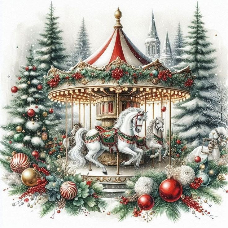 Christmas  Carousel ~ Self striping ~ Yarn box  image 1
