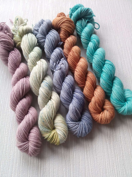 Handdyed to Order: Rustic mood handdyed mini skeins of yarn.  image 0